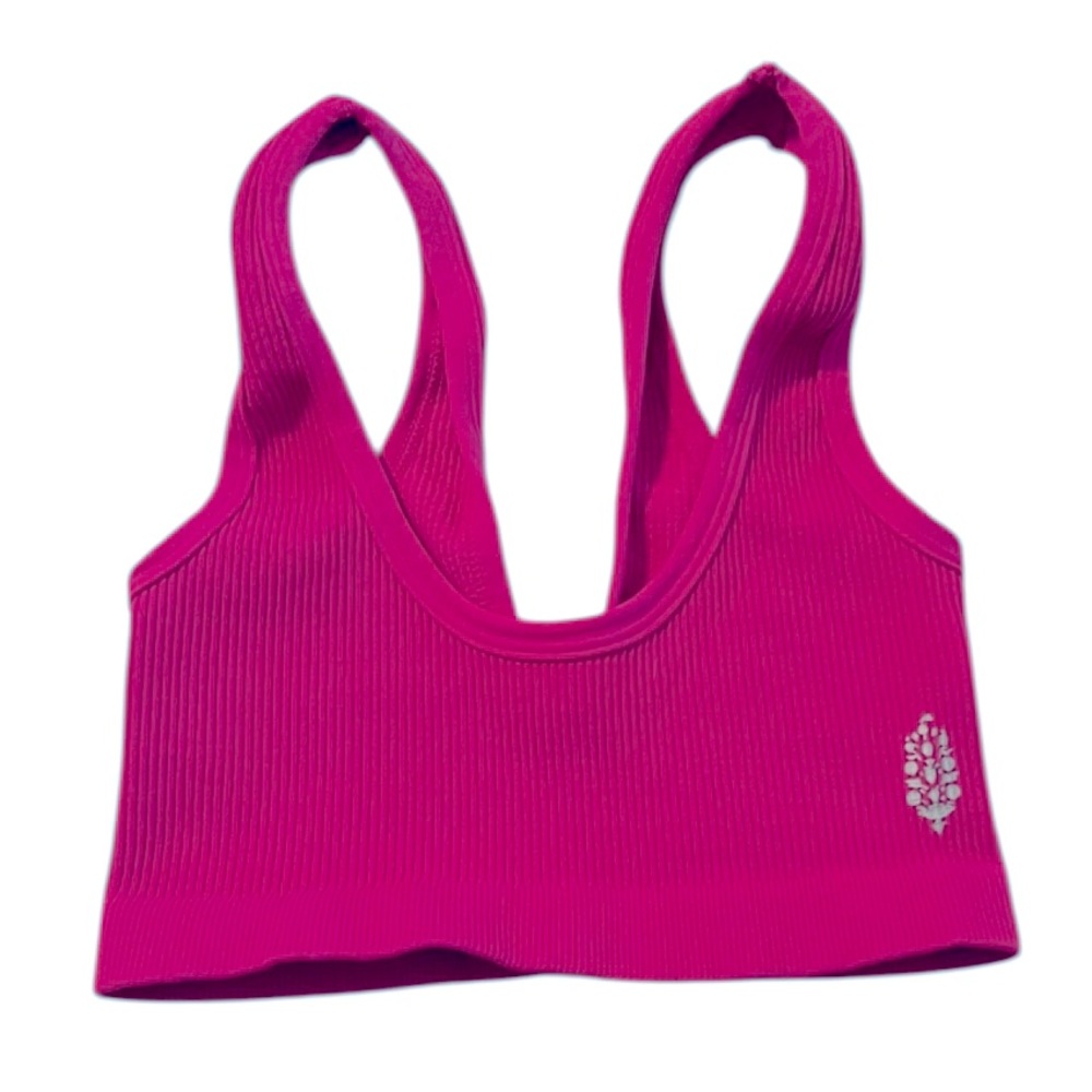 FP Movement Happiness Runs Scoop Neck Bra w Logo Women’s XS/S Purple Pink N…